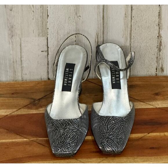 Stuart Weitzman‎ Women's Silver Strappy Block Heels Formal Size 9 - Picture 1 of 5